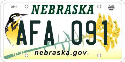 NE license plate AFA091