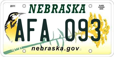 NE license plate AFA093