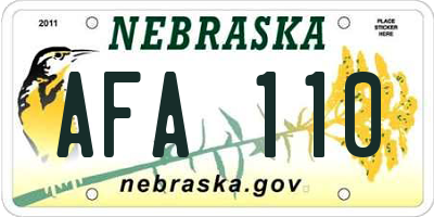 NE license plate AFA110