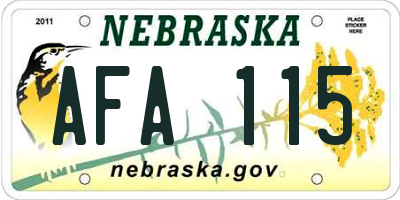 NE license plate AFA115