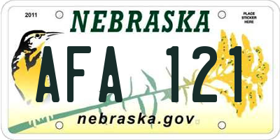 NE license plate AFA121