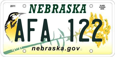 NE license plate AFA122