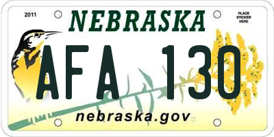 NE license plate AFA130
