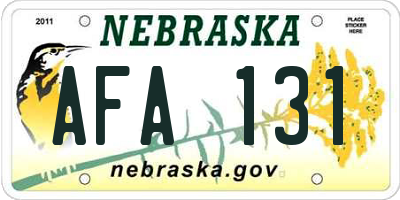 NE license plate AFA131