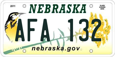 NE license plate AFA132
