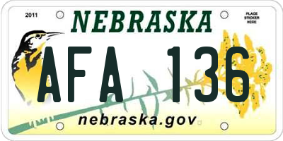 NE license plate AFA136
