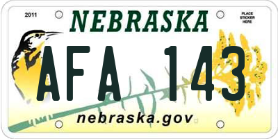NE license plate AFA143