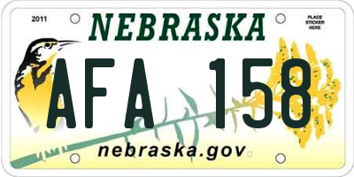 NE license plate AFA158