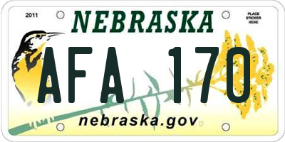 NE license plate AFA170
