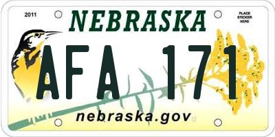 NE license plate AFA171