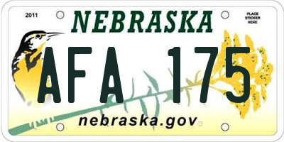 NE license plate AFA175