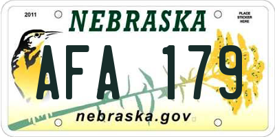 NE license plate AFA179