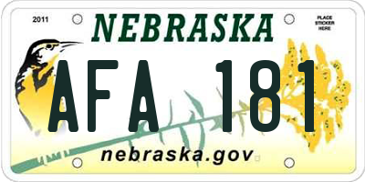 NE license plate AFA181