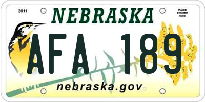 NE license plate AFA189