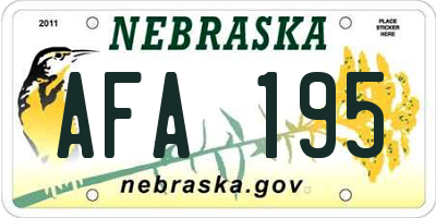 NE license plate AFA195