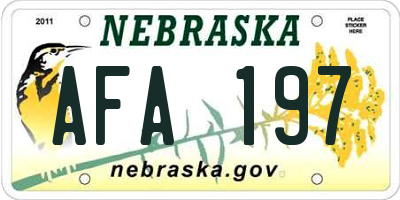 NE license plate AFA197