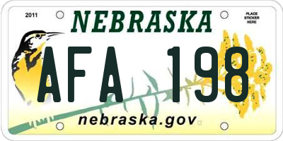NE license plate AFA198