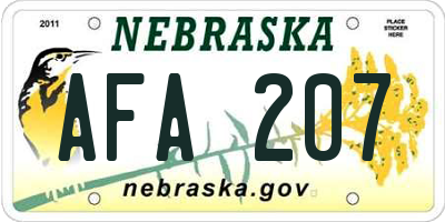 NE license plate AFA207