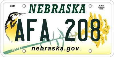 NE license plate AFA208