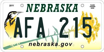 NE license plate AFA215