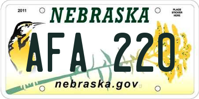 NE license plate AFA220