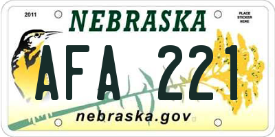 NE license plate AFA221