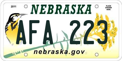 NE license plate AFA223
