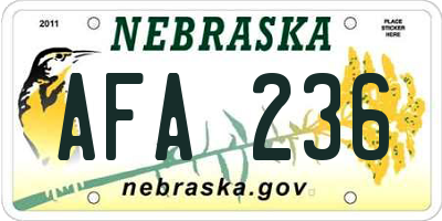 NE license plate AFA236