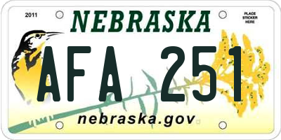 NE license plate AFA251