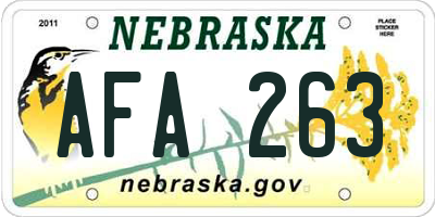 NE license plate AFA263
