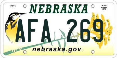 NE license plate AFA269