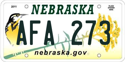 NE license plate AFA273