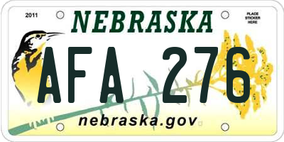 NE license plate AFA276
