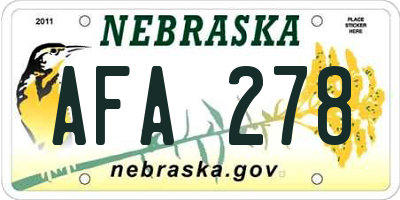NE license plate AFA278