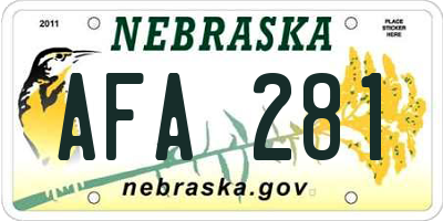 NE license plate AFA281
