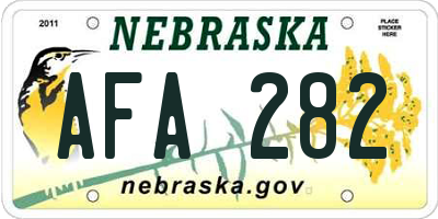 NE license plate AFA282