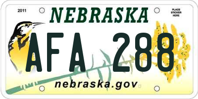 NE license plate AFA288