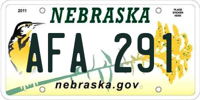 NE license plate AFA291