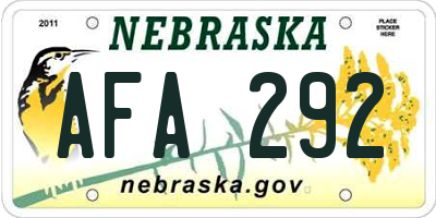 NE license plate AFA292
