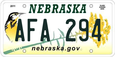 NE license plate AFA294
