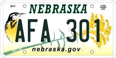 NE license plate AFA301