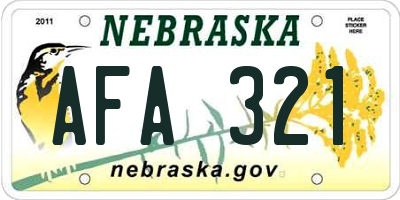NE license plate AFA321