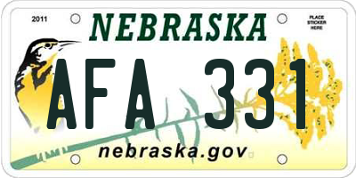NE license plate AFA331