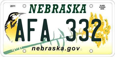 NE license plate AFA332