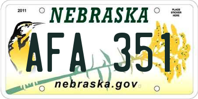 NE license plate AFA351