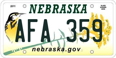 NE license plate AFA359