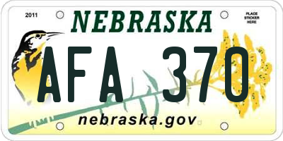 NE license plate AFA370