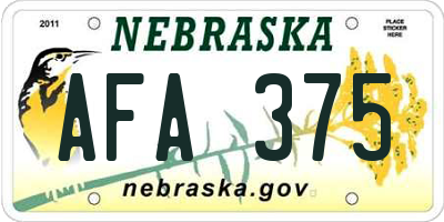 NE license plate AFA375