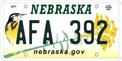 NE license plate AFA392