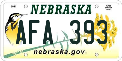 NE license plate AFA393